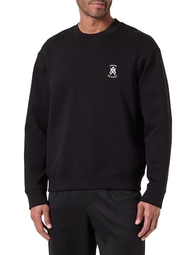 Image of Armani Exchange Men's One Block Up, Color Contrast Embroiderd Logo Sweatshirt, Black, S
