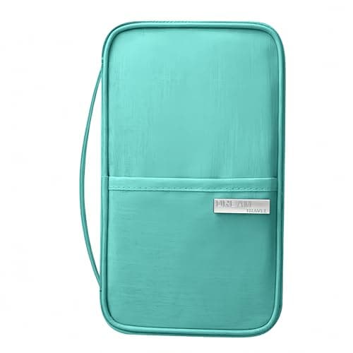 Image of Passport Holder Travel Wallet, Family Travel Document Holder Organiser Waterproof for Women Men for Cards, Boarding Pass Tickets Tifu Blue