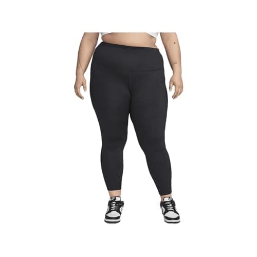Image of Nike One Women's High-Waisted 7/8 Leggings with Pockets (Plus Size) (FN3243-010, Black/Black), Black/Black, 1X