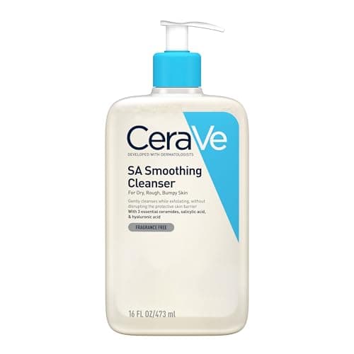 Image of CeraVe SA Smoothing Cleanser with Salicylic Acid for Dry, Rough & Bumpy Skin 473ml, 3 Essential Ceramides, Dermatological Skincare, Hyaluronic Acid, Fragrance-Free
