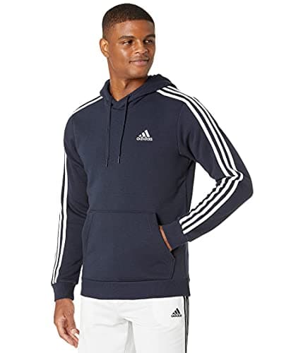 Image of adidas mens Essentials Fleece 3-stripes Hoodie, Legend Ink/White, S
