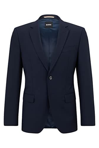 Image of BOSS Mens H-Huge-MM-C-224 Slim-fit Jacket in a Virgin-Wool Blend Blue