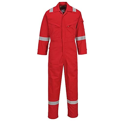 Image of Portwest Flame Resistant Light Weight Anti-Static Coverall 280g, Size: L, Colour: Red, FR28RERL