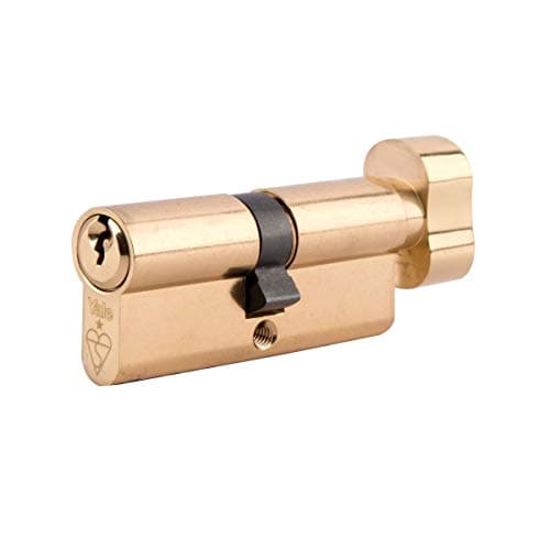 Image of Yale PKMT3030-PB - KM Superior 1 Star Euro Cylinder Lock - Thumb Turn- 30/30 (90mm) / 30:10:30 - Brass Finish - High Security - 2 Cylinders