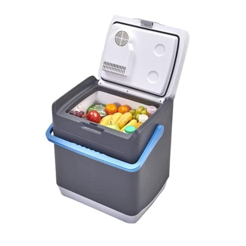 Image of Hi-Gear Thermec Portable Fridge with Carry Handle, Electric Cooler Box with Thermoelectric Cooling, 12V Car Plug /240V Mains, Ideal for Camping & Festivals (Grey, 25 Litre)