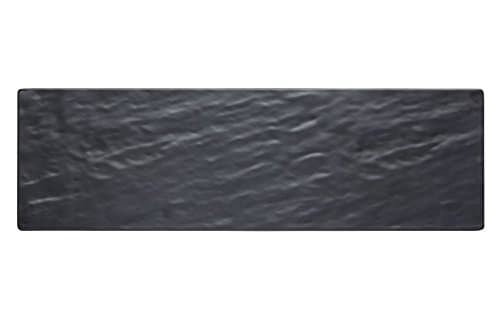 Image of KitchenCraft "We Love Summer Rectangular Melamine Slate-Effect Food Serving Platter, 53 x 16 cm (21" x 6.5"), Black Slate Effect