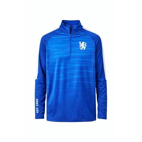 Image of Beyond Happy Official Chelsea Football Club Quarter Zip Track Top – Men’s Royal Blue Football Training Pullover (UK, Alpha, L, Regular, Regular)