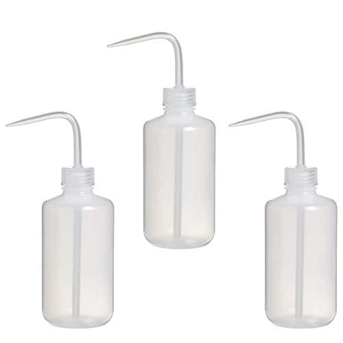 Image of Bottle,Squeeze Bottle,3 Pack 250ml Safety Wash Bottle with Narrow Mouth,Plastic Economy Natural Squeeze Condiment Water Bottle Caps for Plant
