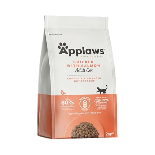 Image of Applaws Complete and Grain Free Dry Adult Cat Food 2kg, Chicken with Salmon High Protein Cat Kibble (Pack of 1)