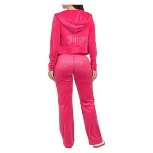 Image of Juicy Couture Women's Bling Velour Tracksuit, Vixen Pink, XL