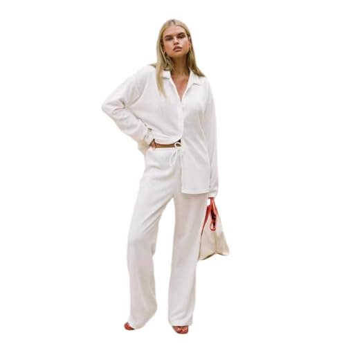 Image of Women's loungewear set temperament boho pajama set(white,XXL)