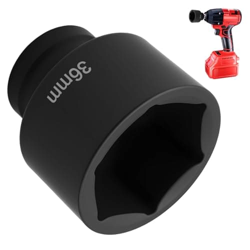 Image of 36mm 1/2" Drive Deep Impact Socket 6-Point Chrome Molybdenum Steel Axle Nut Socket Compatible with Impact Wrench Ratchet Breaker Bar Heavy Duty Black Phosphate Finish for Repair Maintenance