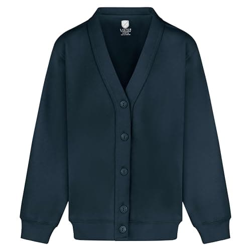 Image of Miss Chief Girls Smart School Cardigan Sweatshirt Uniform Age 3 4 5 6 7 8 9 10 11 12 13 ((32) 11-12yrs, Navy)