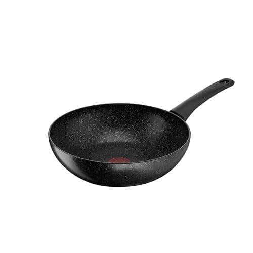 Image of Tefal Titanium Stone Wok 28 cm, High-Performance Non-Stick Durable Coating, Metal Spatula Safe, All Hobs Including Induction, Thermo-Signal, Black, E1051945