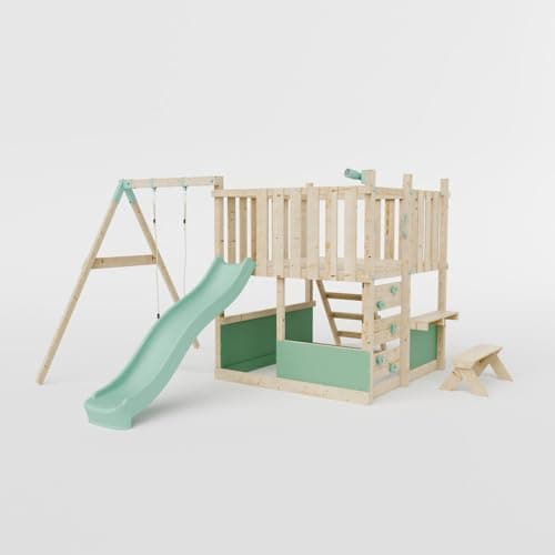 Image of Waltons Wooden Outdoor Kids LittleSummit Tower with Swing & Toddler-Friendly Features | Pressure-Treated Timber Garden Playset for Children | Handmade in the UK