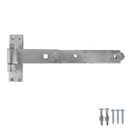 Image of Keypak 300mm 12 Inch Heavy Duty Galvanised Hook and Band Tee Hinges – Straight Door Hinge for Wooden Gate - Fixing Included 1 Pair