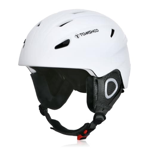 Image of TOMSHOO Ski Helmet Snowboard Helmet With Detachable Earmuff Adjustable fit Professional Skiing Snow Sports Helmet for Men Women (White, M)