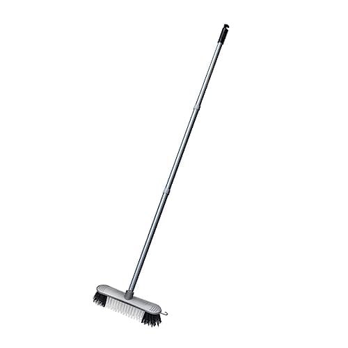 Image of Addis Indoor Plastic Sweeping broom with Stiff Nylon bristles & 3pcs easy assemble Metal handle, Metallic Grey