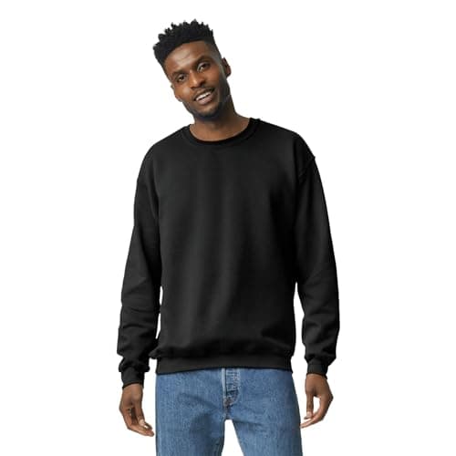 Image of Gildan Men's Fleece Crewneck Sweatshirt, Style G18000, Black, L