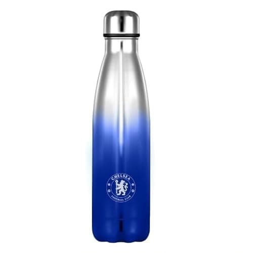 Image of Chelsea FC Water Bottle Stainless Steel Metallic Flask Ombre Bottle Official Merchandise