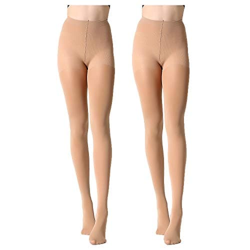 Image of MANZI 2 Pairs 70 Denier Women's Tights Stretch Run Resistant Opaque Control Top Tights(2 Suntan, S)