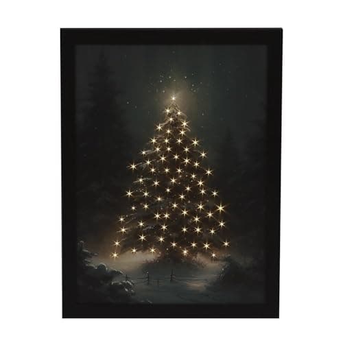 Image of YöL Battery Operated Christmas Light Up Canvas 30x40cm Festive Snowy Trees In Forest LED Frame Christmas Tree