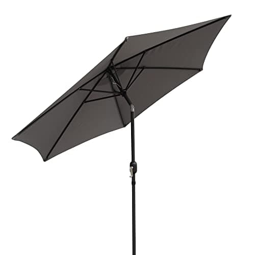 Image of Vivo Technologies 2.7M Garden Parasol Round Umbrella – Waterproof Outdoor Sun Shade with Hand Crank and Tilt Function, UV30+ Protection – Grey (Base Not Included)