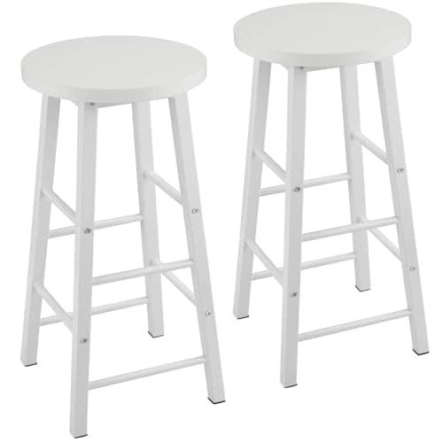 Image of WOLTU Breakfast Kitchen Counter Bar Stools Set of 2 PCS MDF Seat Seat Bar Chairs Metal Legs Barstools White High Stools