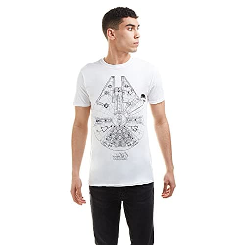 Image of Star Wars Men's Millenium Lines Regular Fit Crew Neck Short Sleeve T - Shirt, White, XX-Large
