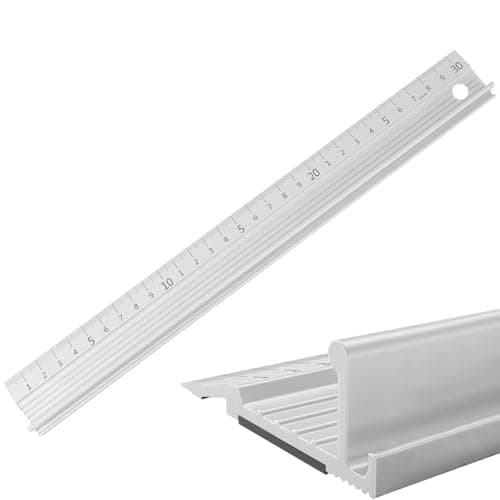 Image of lafo Aluminium Cutting Ruler 30cm – Raised Grip Safety Metal Ruler with Non-Slip Backing, Laser Precision Scale, Anti-Smudge Edge – Professional Craft, Sewing, DIY & Measurement