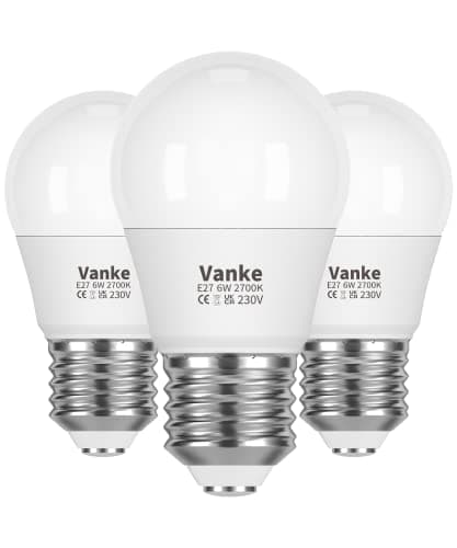 Image of Vanke E27 Screw LED Bulb Warm White 2700K Yellow Light, 40W Equilavent, 6W Screw Golf Ball Light Bulbs, 470 Lumen, 3-Pack, Non-Dimmable