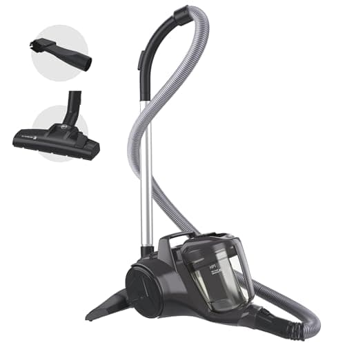 Image of Hoover HP1 Powerful Cylinder Vacuum Cleaner - Bagless, Small, Lightweight, Corded with Washable EPA Filter, Large 2L Bin Capacity, Onboard Accessories, 7.5m Working Radius, 700w [HP105HM]