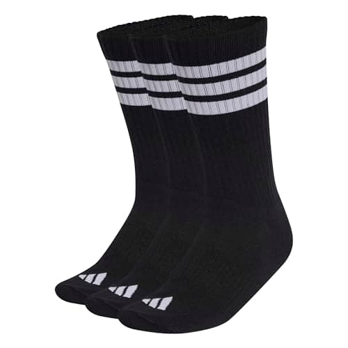 Image of adidas Unisex 3Stripes Cushioned Sportswear Crew Socks 3 Pair Pack, black/white/white, 4.5-6