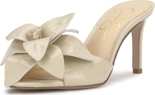 Image of Jessica Simpson Women's Percia Heeled Sandal, Soft Ivory Crinkle Patent, 5 UK