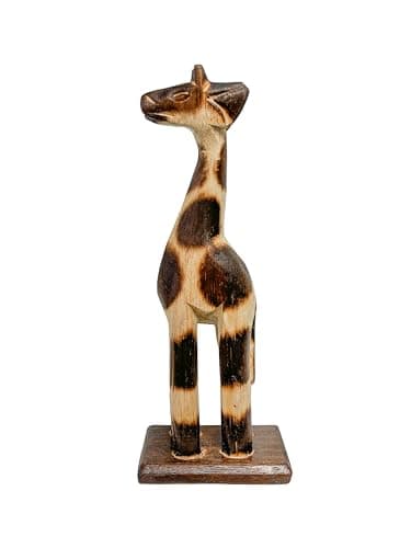 Image of My Family House Wooden Giraffe Ornament Hand Carved Safari Jungle Themed African Fair Trade Animal 20cm
