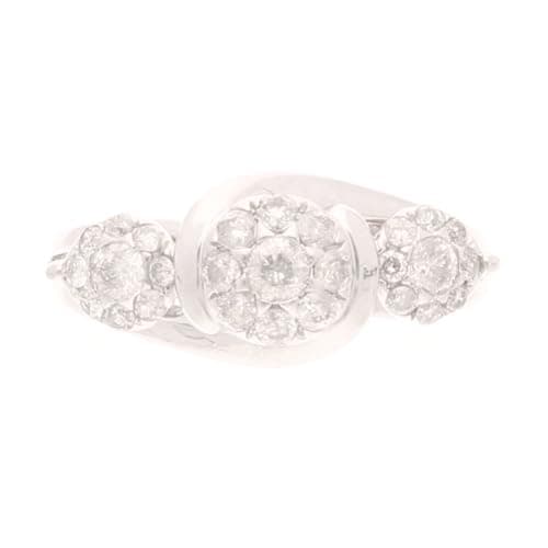 Image of 9Carat White Gold 0.50ct Diamond Trilogy Cluster Ring (Size J) 8mm Widest