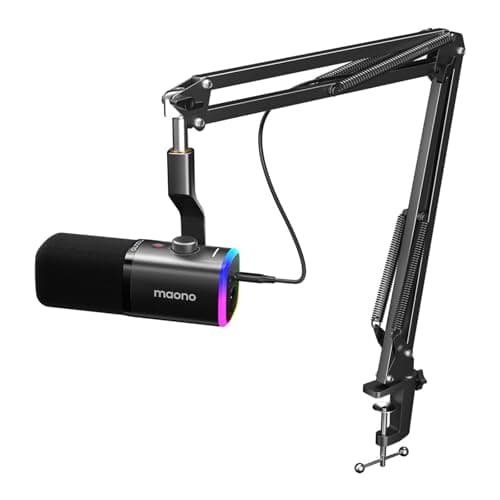 Image of MAONO Dynamic Gaming Microphone with Boom Arm: XLR/USB Podcast Microphone with Software, Mute Button, Gain Control, RGB PC Mic for Streaming, Recording, PS4/PS5, YouTube Content Creation PD100XS