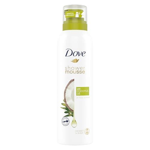 Image of Dove Coconut Oil Shower Mousse Shower Foam infused with essential oils for 24 hour softness 200 ml