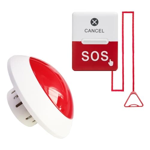 Image of CYSSJF Disabled Toilet Alarm Kit (1 SOS Pull Bell+1 Receiver)| Audible-Visual Alert,1.5m Red Emergency Pull Cord | Accessible Toilet Emergency Call |For Care Home,Hospital,Hotel,School,Shopping Centre