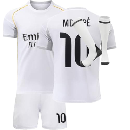 Image of Soft Gardin 2025/2026 No #10 Home Football Soccer Jersey/Shorts Socks Gift Set Youth Sizes (White, 24).