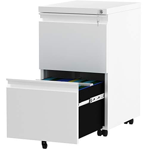 Image of YITAHOME Mobile Filing Cabinet with 2 Lockable Drawers, Anti-tipping Rolling Filing Cabinet with Wheel for Home Office, Under Desk File Storage Cabinets for Letter/Legal/A4 Size, 51 x 39 x 71cm