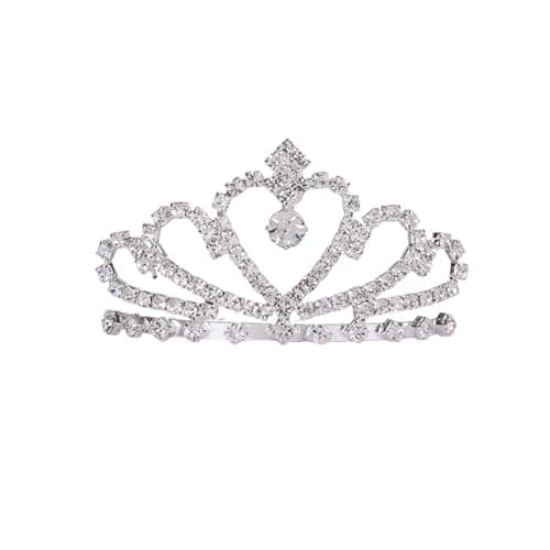 Image of Crown Tiara, Silver Crystal Rhinestone Princess Tiara Small Crown Hair Comb Headpiece Kids Girl Hair Accessories Wedding Birthday Party Supplies