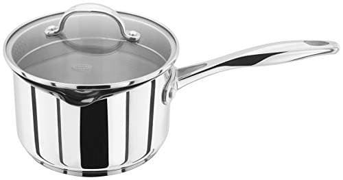 Image of Stellar Profile 16cm Draining Saucepan – 1.6L Stainless Steel 18/10 Cooking Pan with Glass Lid, Induction Suitable, Dishwasher Safe