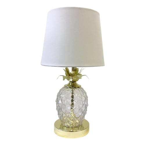 Image of firstchoicelighting Modern Pineapple Design Touch Operated Table Lamp or Bedside Light - Gold with White Shade Touch Lamp LED Compatible 42cm Tall