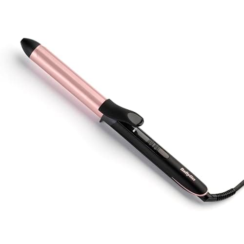Image of BaByliss Rose-Quartz 25mm Curling Tong - Hair Curler for Natural Waves and Curls, Ceramic, 6 Heat Settings 160°C to 210°C, Pink & Black, C451U