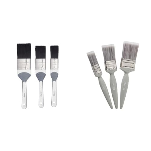 Image of Harris Seriously Good 3 Pack Gloss Flat Brush Set, 1in, 1.5in, 2in & Essentials Walls & Ceilings Paint Brushes, 3 Brush Pack, 1", 1.5", 2",Grey