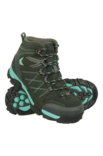 Image of Mountain Warehouse Trail Kids Waterproof Boots - Synthetic Mesh Upper Girls & Boys Shoes, EVA Footbed, High Traction - Best for Spring Summer, Hiking & Outdoors Teal Junior Shoe Size 5