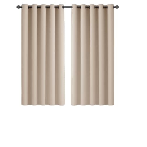 Image of Imperial Rooms Eyelet Blackout Curtains for Bedroom 66x54 Inch Cream Curtains for Living Room Thermal insulated and Energy Saving 2 Panels with Tiebacks