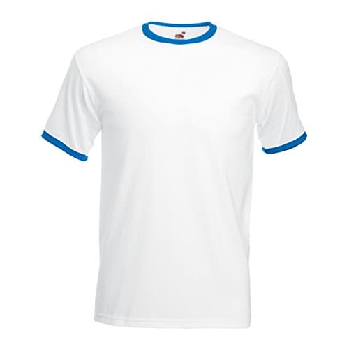 Image of Fruit of the Loom Mens Ringer Short Sleeve T-Shirt (L) (White/Royal Blue)