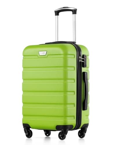 Image of COOLIFE 20 Inch Carry On Suitcase ABS+PC Hardshell Lightweight Durable with 360°Rubber Spinner Wheels YKK Zipper Telescopic Handle TSA Lock Cabin Luggage for EasyJet Apple Green